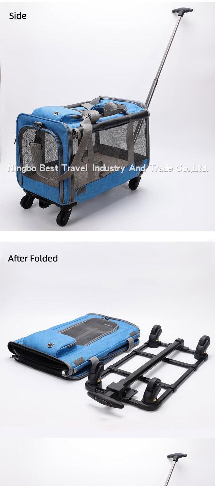 Wholesale Portable Trolley Pet Bag Breathable Foldable Large Capacity Portable Trolley Pet Bag