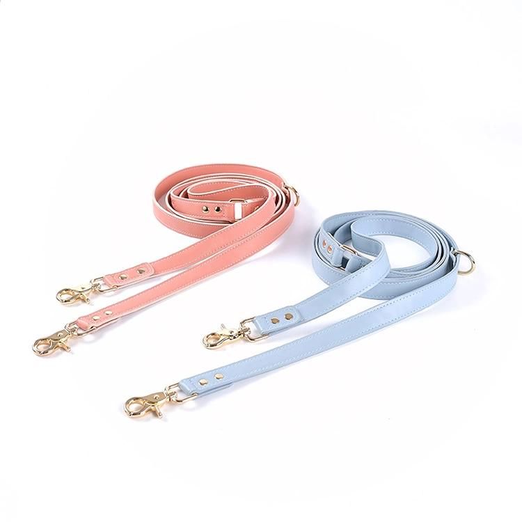 Hands Free Multifunctional Vegan Leather Pet Leads Made Two Metal Hooks Double Side Handle Dog Leash
