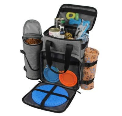 Foldable Organizer Pet Food Carrier Bag Travel Backpack