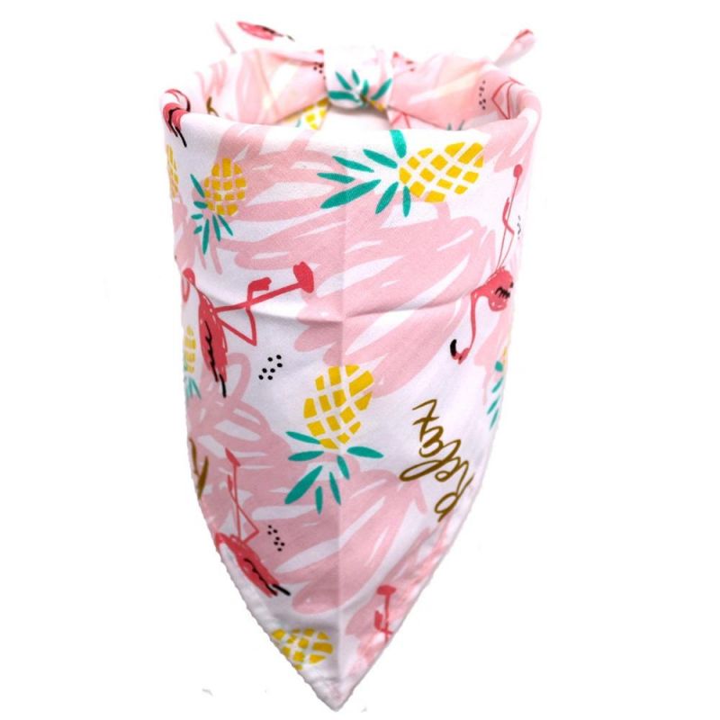 Summer Triangle Hawaii Flamingo Bibs Reversible Scarf Adjustable Washable Pet Kerchief Dog Bandana