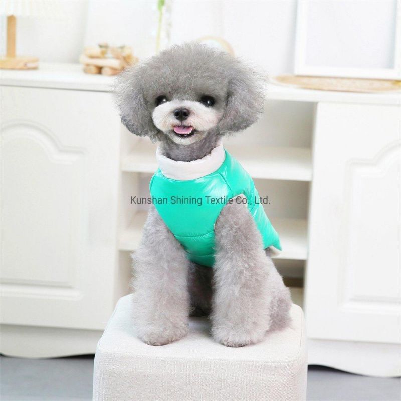 Nylon Fabric with Bright PU Caoting Dog Waterproof Winter Coat Pet Shiny Clothes