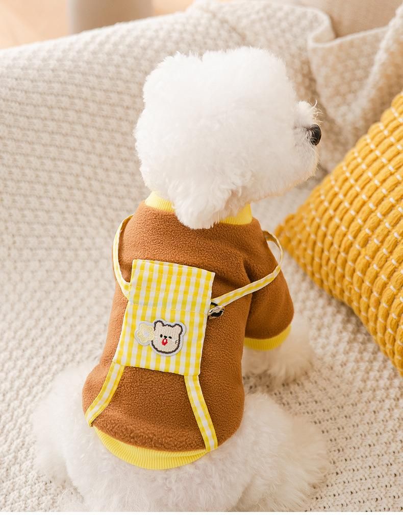 New Spring Summer Cute Little Bear Cartoon Backpack Hat Small Dogs Cat Suit Cloth Pet Clothes