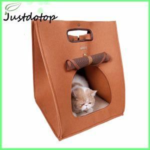 Hot Selling 100% Wool Felt Travel Pet Bed with Tote for Cat