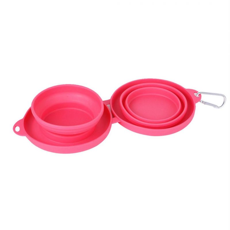 Foldable Silicone Dog Bowl Double Bowl Design Non Slip Dog Bowl Outdoor Travel Portable Pet Bowl