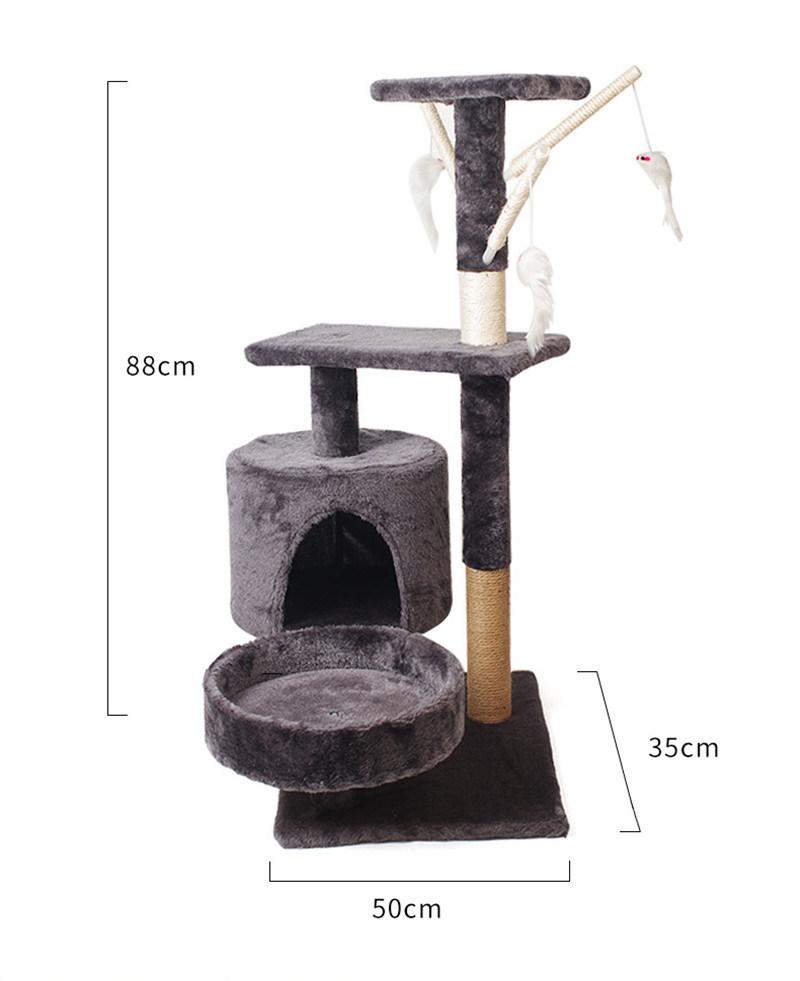 Multi-Level Cat Tree House with Tree Hole and Mouse