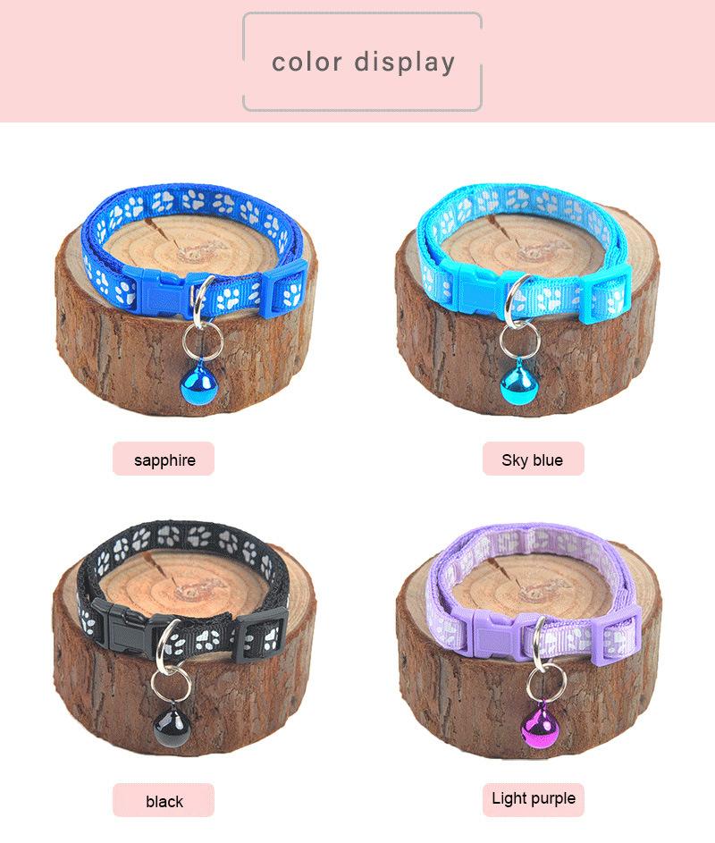 New Cute Bell Collar for Pet Cartoon Footprint Collars Leads Cat Accessories