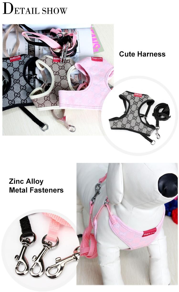 Customized Line Design Pattern Reversible Pet Dog Harness Leash Collar with Adjustable Accessories for Walking The Dog
