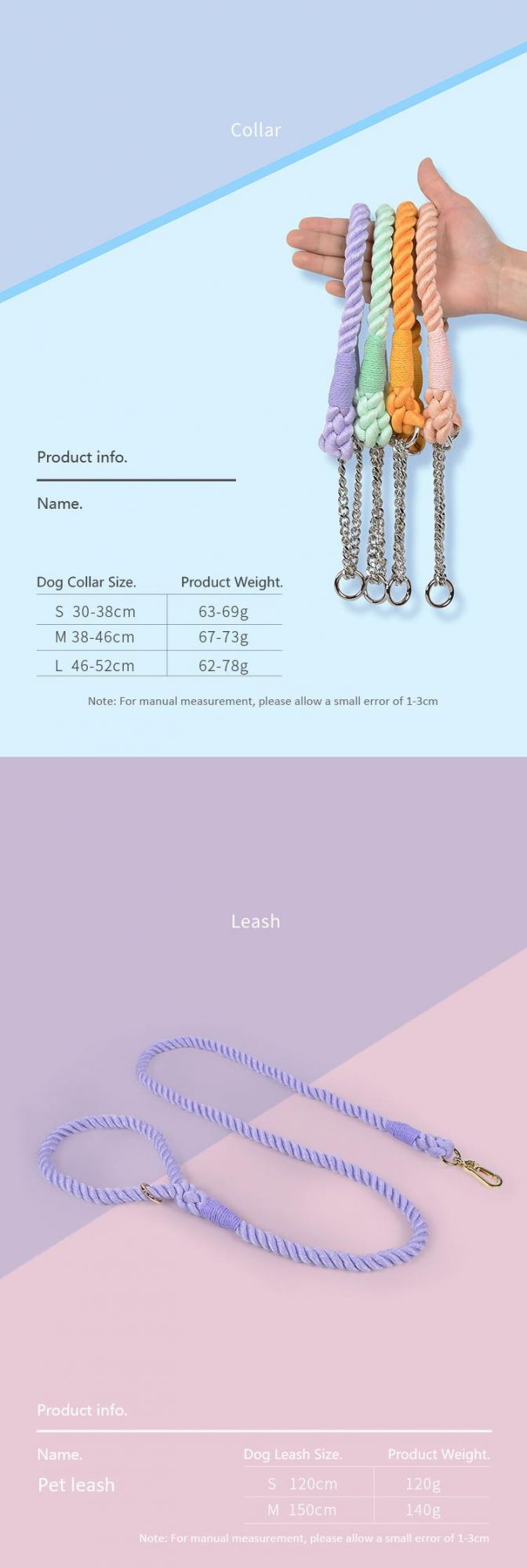New Arrival Personality Design Leash Matched Chain Design Collar Dog Lead