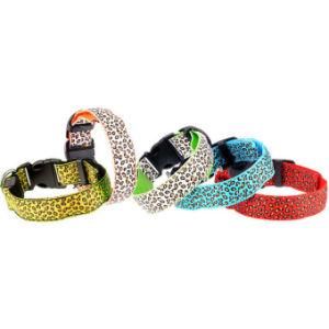 Wholesale Colorful Leopard Spotted Pattern LED Rechargeable Dog Collars