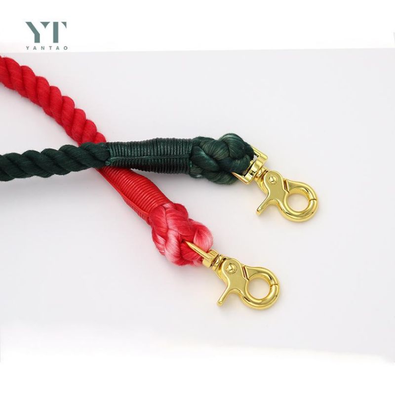 High Quality Soft Adjustable Luxury Custom Color Macrame Hand Woven Cotton Dog Rope Lead Dog Leash