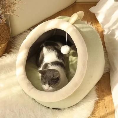 Plush Pet Bed Soft Warming Round Pet Beds for Cats Soft Cushion Cozy Red Cat Nest Pet Cat Bed