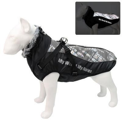 Waterproof Pet Jacket with Harness&Furry Collar Cold Weather Dog Clothes