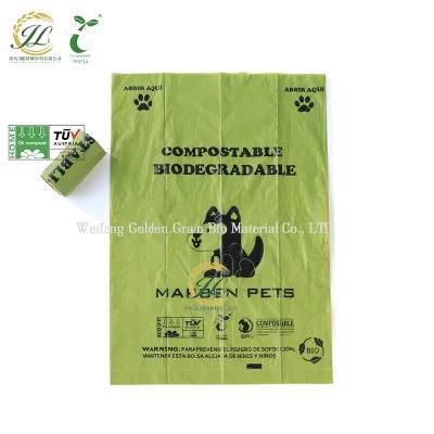 Custom Logo 100% Biodegradable Cornstarch Compostable Plastic Free Garbage Bag Dog Poop Dog Waste Poop Bag Pet Waste Bags