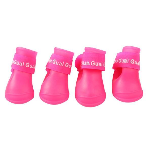 4PCS Pet Products Waterproof Boots Rubber Rain Pet Dog Shoes