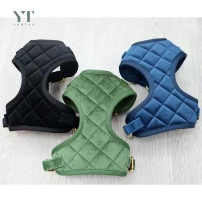 Luxury High Quality Pet Accessories Premium Gold Buckle Dog Quilted Vest Dog Harness Pet Harness