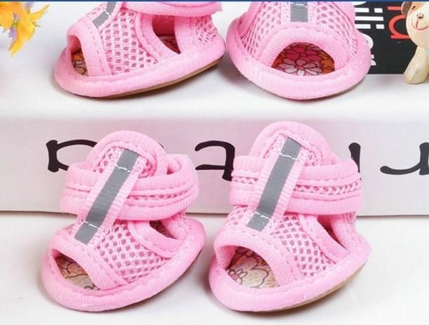 Summer Mesh Breathable Dog Shoes Sandals Non Slip Paw Protectors Reflective for Small Pet Dog Cat Puppy