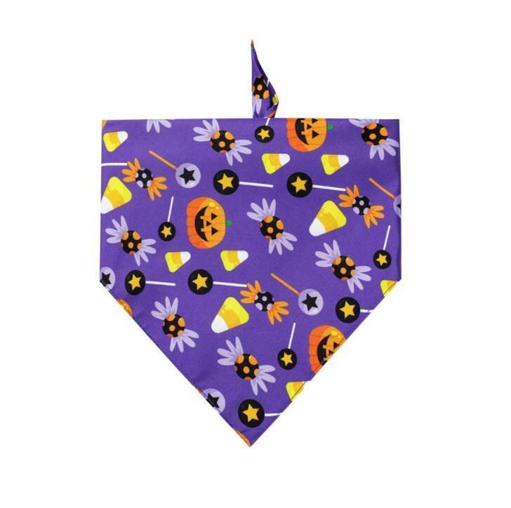 Halloween Dog Bandana Pumpkin Reversible Triangle Bibs Scarf Accessories for Dogs Cats Pets