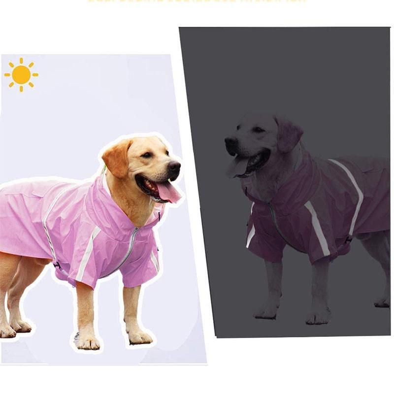 Adjustable Pet Rain Jackets Medium and Large Dogs Clothes with Glow Strip