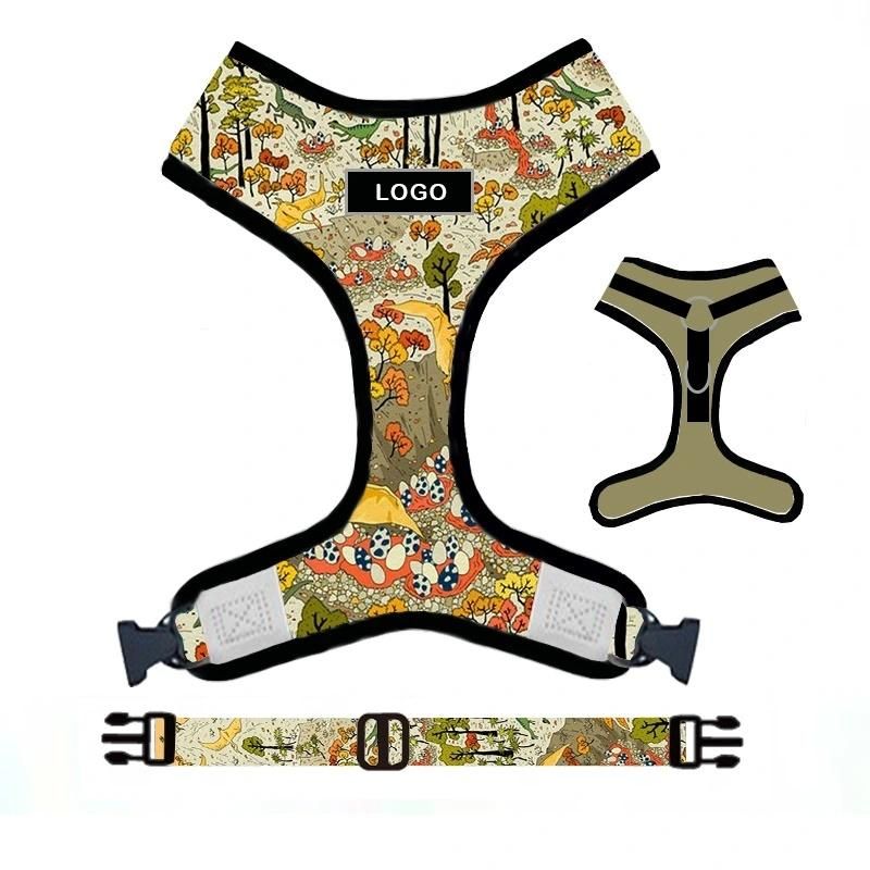 High Quality Pet Supplies Custom Print Dog Harness Belt and Leash Set Dog Accessories Nylon