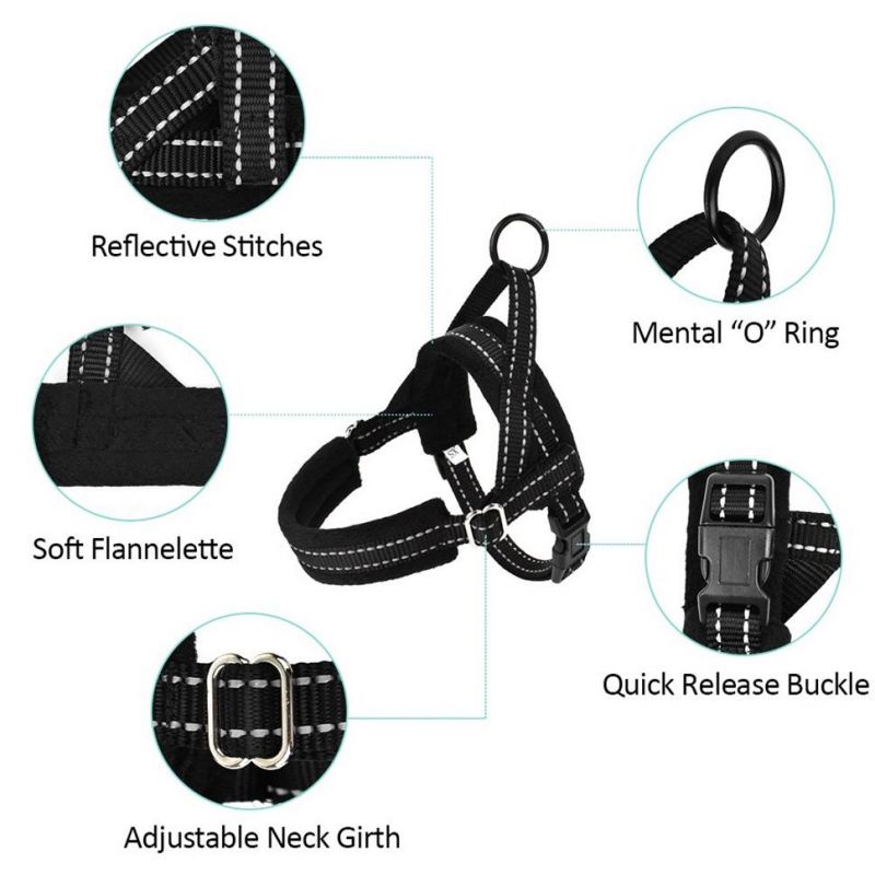 Soft Padded Reflective Adjustable Puppy Harness Anti-Twist 4FT Pet Lead Quick Fit for Small Dog Cat Animal