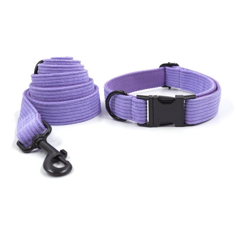 Wholesales Hot Selling Adjustable Pet Collar All Size Quick Release Safety Corduroy Dog Collars with Corduroy Harness Set
