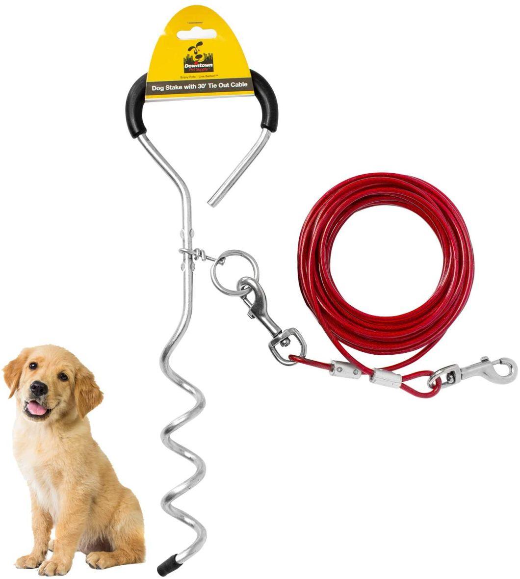 Dog Products, Updated Version Easily Visible Reflective Stripe Resist Rust Dog Leash Dog Tie-out Cable