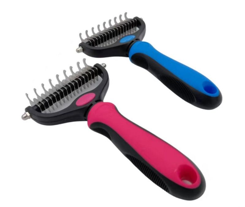 Self Cleaning Slicker Dogs Pet Grooming Tool Cats Hair Removes Shedding Hair Pet Brush Red