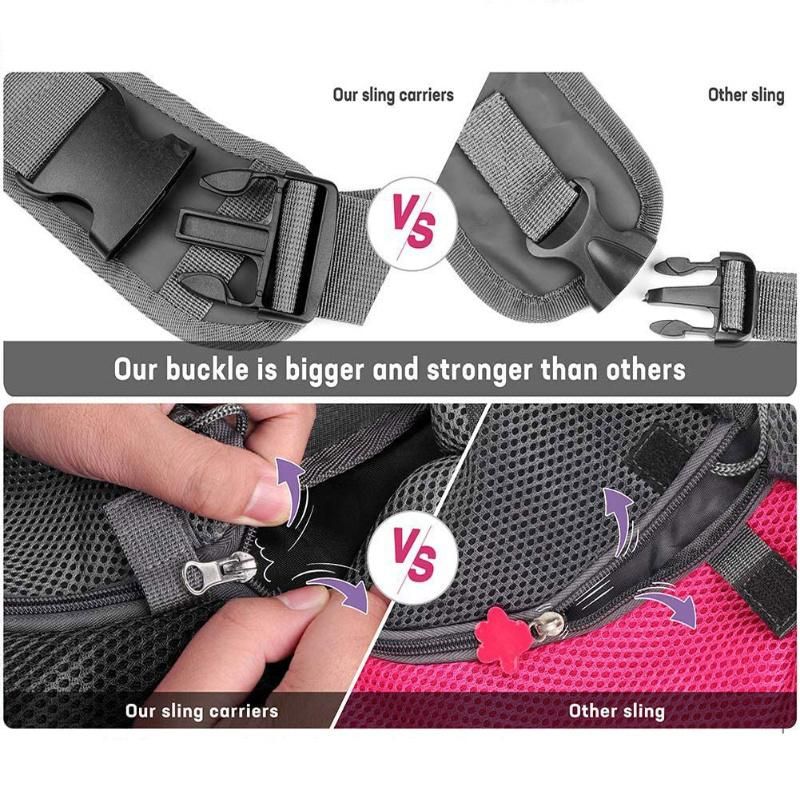 Reflective Pet Dog Sling Carrier Mesh Hand Free Adjustable Breathable Mesh Travel Safe Sling Dog Satchel Carrier Bag Papoose Crossbody Bag Carrier for Dogs Cats