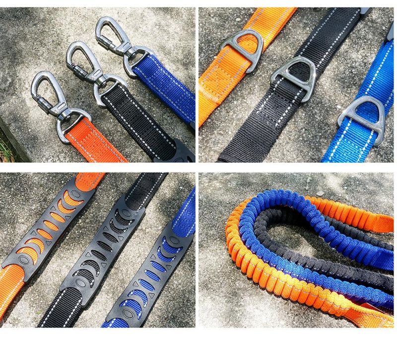 Custom Heavy Duty Pet Training Safety Mixed Colors Dog Lead Reflective Nylon Bungee Tactical Dog Leash