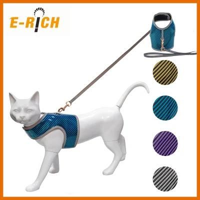 4 Colors PU Reflective Breathable Cat Harness with Leash