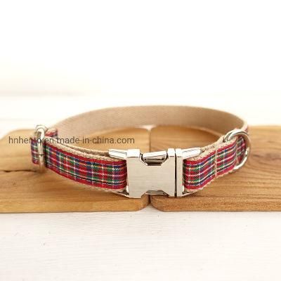 British Style Colorful Gingham Accessory The Scotland Plaid Fashion Dog Collars and Leash Metal Buckles