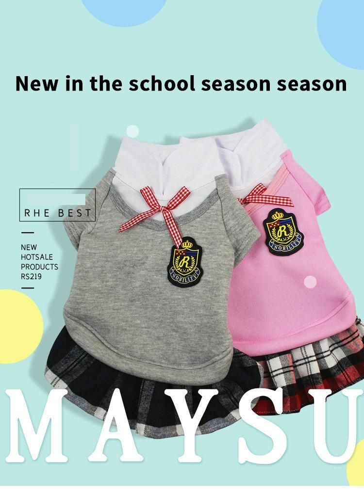 Luxury Cute Campus Style Sleeveless Summer Dog Shirt Sundress Pet Dog Dress