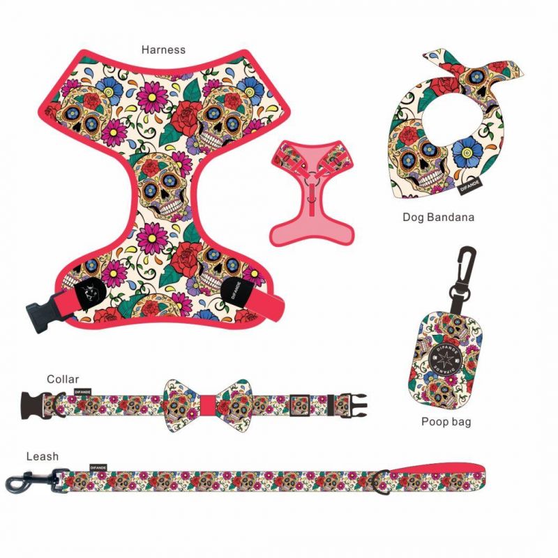 Adjustable Dog Accessories Sublimation Dog Harness Set Custom Personalized Pet Supplies 2021 Dog Chest Harness Collar and Leash