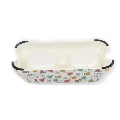 Food Water Dish Feeder Stainless Steel Pet Dog Double Bowls