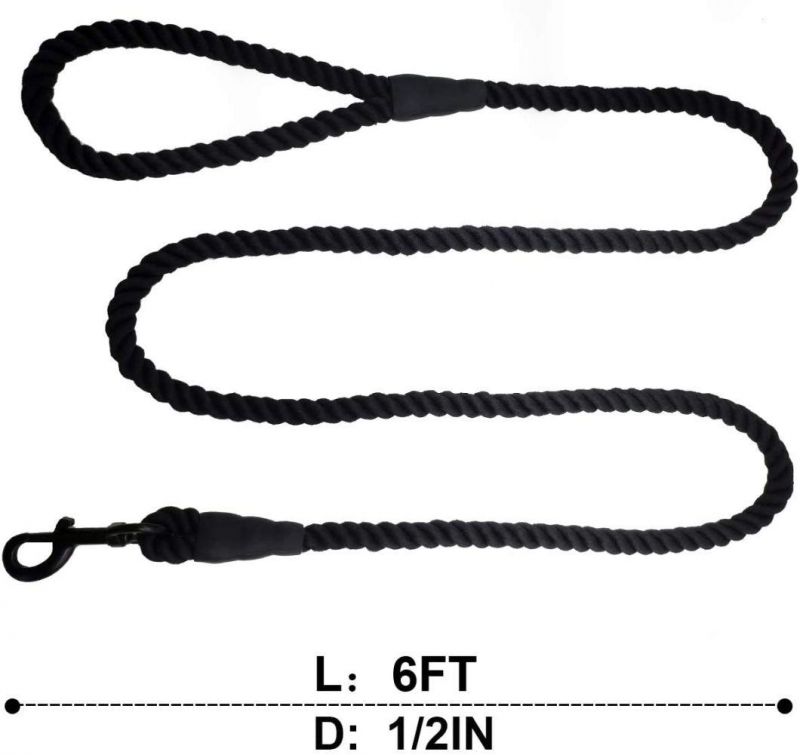 6 FT Cotton Rope Dog Leash, Strong Braided Lead with Colorful Design