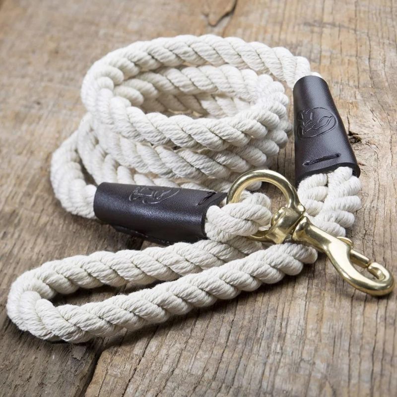 Braided Cotton Leads W/Strong Leather Finish for Small Medium and Large Breed Dogs