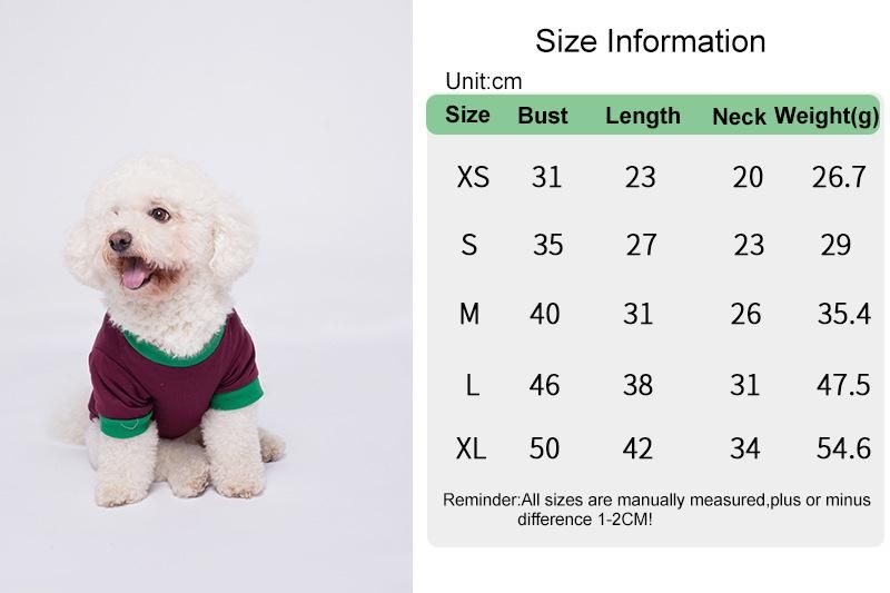 Hot Sale Fashion Round Neck Pet Coat for Small Dogs Spring Autumn Pet Couple Clothes Cute Warm Dog Coat