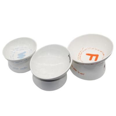 Customized Modern Style Designer Porcelain Pet Bowl Raised Luxury Ceramic Pet Cat Dog Bowl