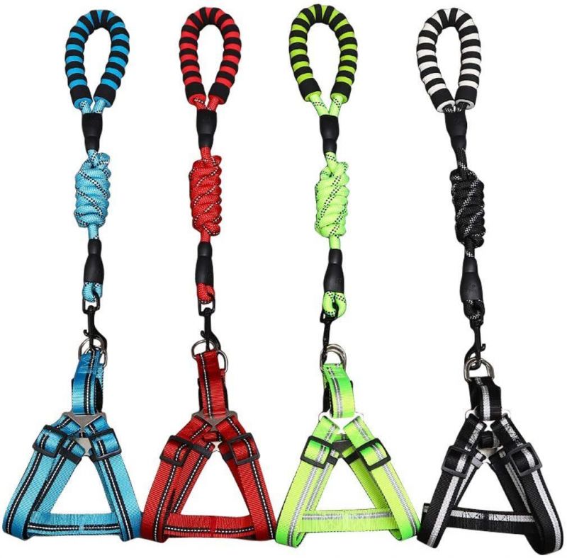 Dog Leash Harness Set Durable Adjustable Heavy Duty Reflective Dog Harness