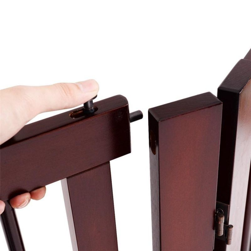 Folding Free Standing Panel Wood Pet Dog Safety Fence