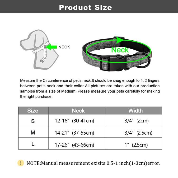 Wholesale Personalized Eco-Friendly Luxury Customized Soft Comfortable Neoprene Padded Fashion Canvas Pet Dog Collar