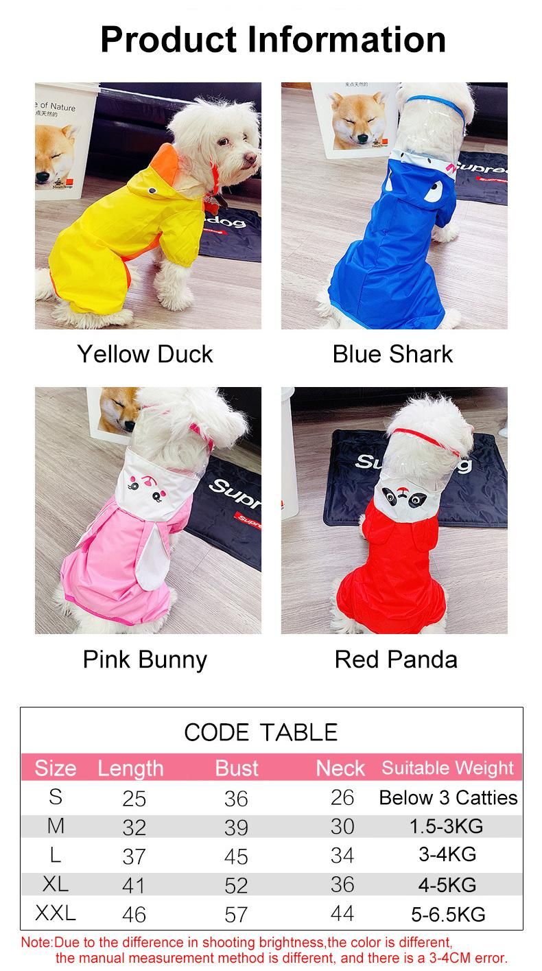 Fashion Pet Dog Raincoat with Hood Poncho, Eco Waterproof Puppy Jacket Pet Rain-Gear Clothes for Small Large Dogs/Cats