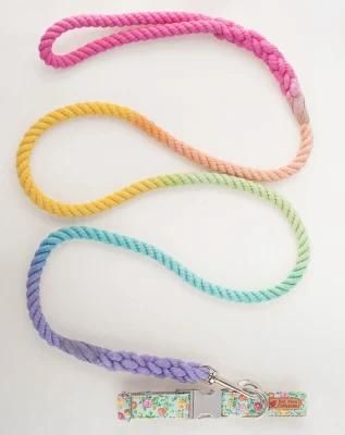 High Quality Cotton Rope Leash Gradient Solid Color Leash
