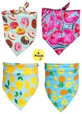 Dog Bandanas Washable and Reversible Triangular Bibs Pet Cute Fruit Print Triangle Bibs Scarf