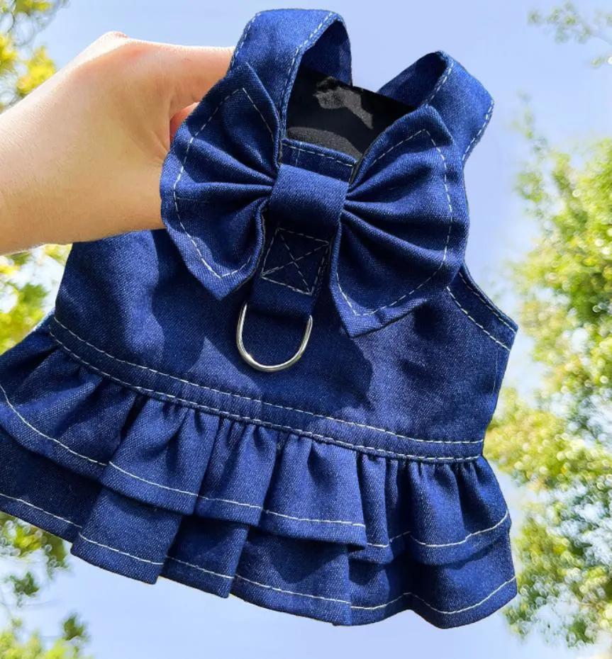 Popular Pet Jeans Dress Pup Leash Dog Vest Harness