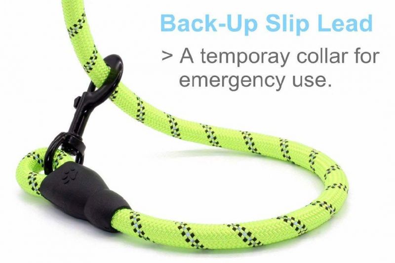 High Quality Strong Durable and Thick Round Rope Nylon Reflective Green Color Pet Dog Dog Leash with Comfortable Padded Handle