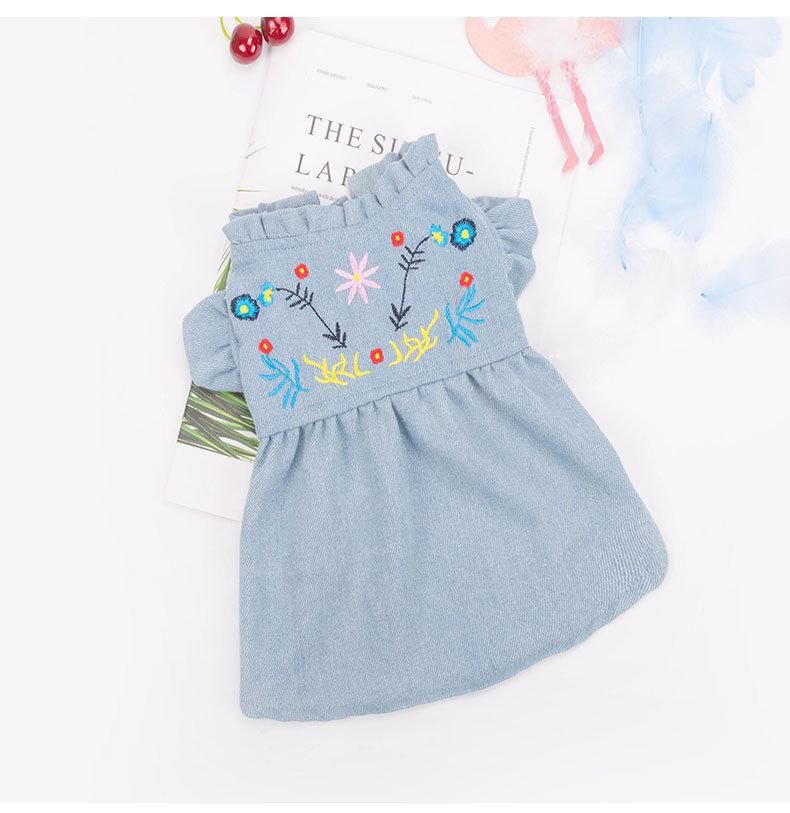Cute Pet Apparel Summer Denim Dog Dress Pet Dog Skirt