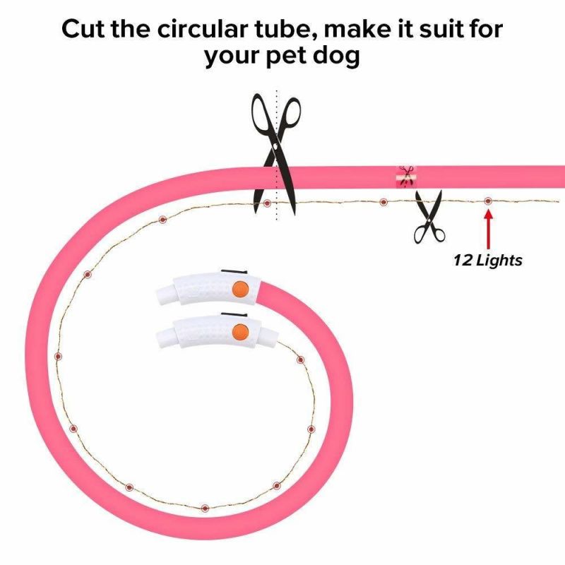 USB Rechargeable Light up Pet Safety Collar with 3 Glowing Modes, Flexible Silicone Dog Collar Great for Small Medium Large Dogs