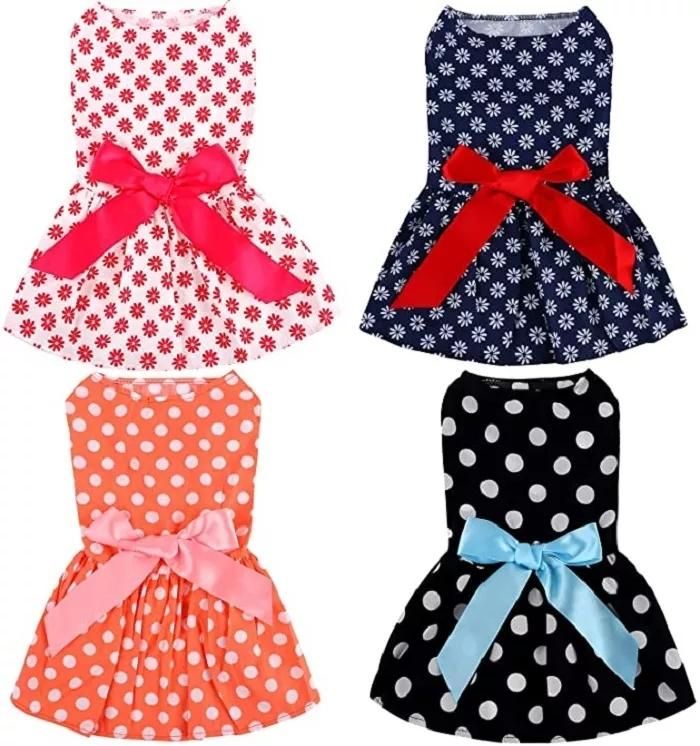 Wholesale Nice Dog Dress Clothes Princess Lovely Bow Puppy Dress Polka DOT Pet Apparel Dog Dress Clothes