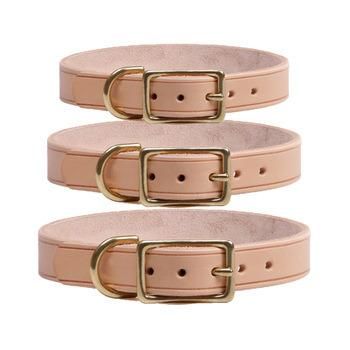 New Fashion E Unique Solid Plain Blank Italian Durable Real Leather Dog Collar